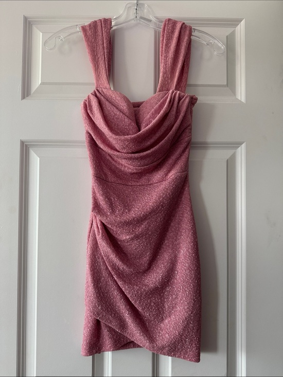 Windsor Dresses & Skirts - Windsor Sparkle Pink Draped Mini Dress